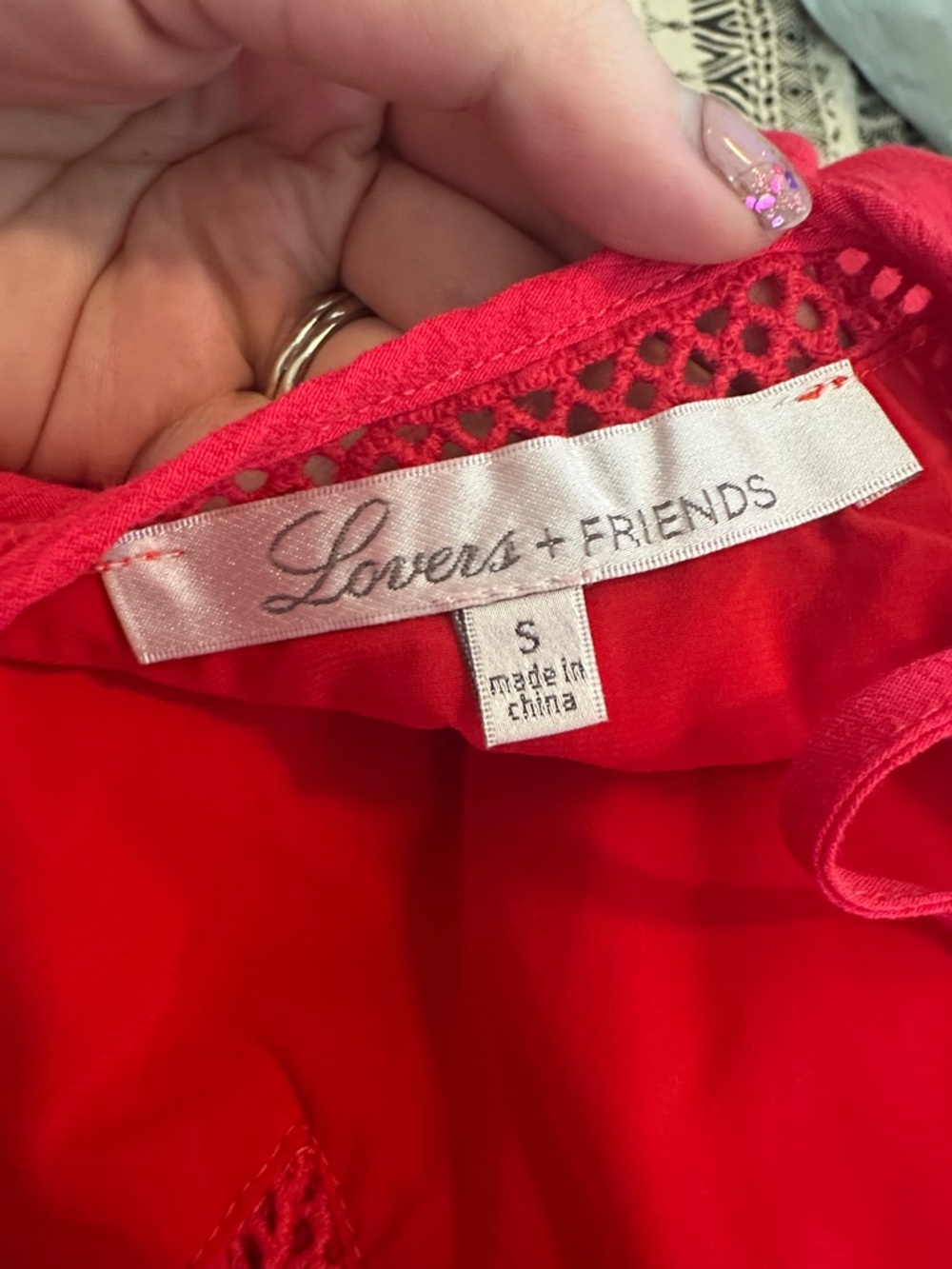 Size Small Lovers + Friends Red Lace-Trim Slip Red Dress - Picture 6 of 6